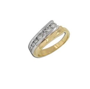 Gold Two Tone 8 CZ Diamond Stones Ring
